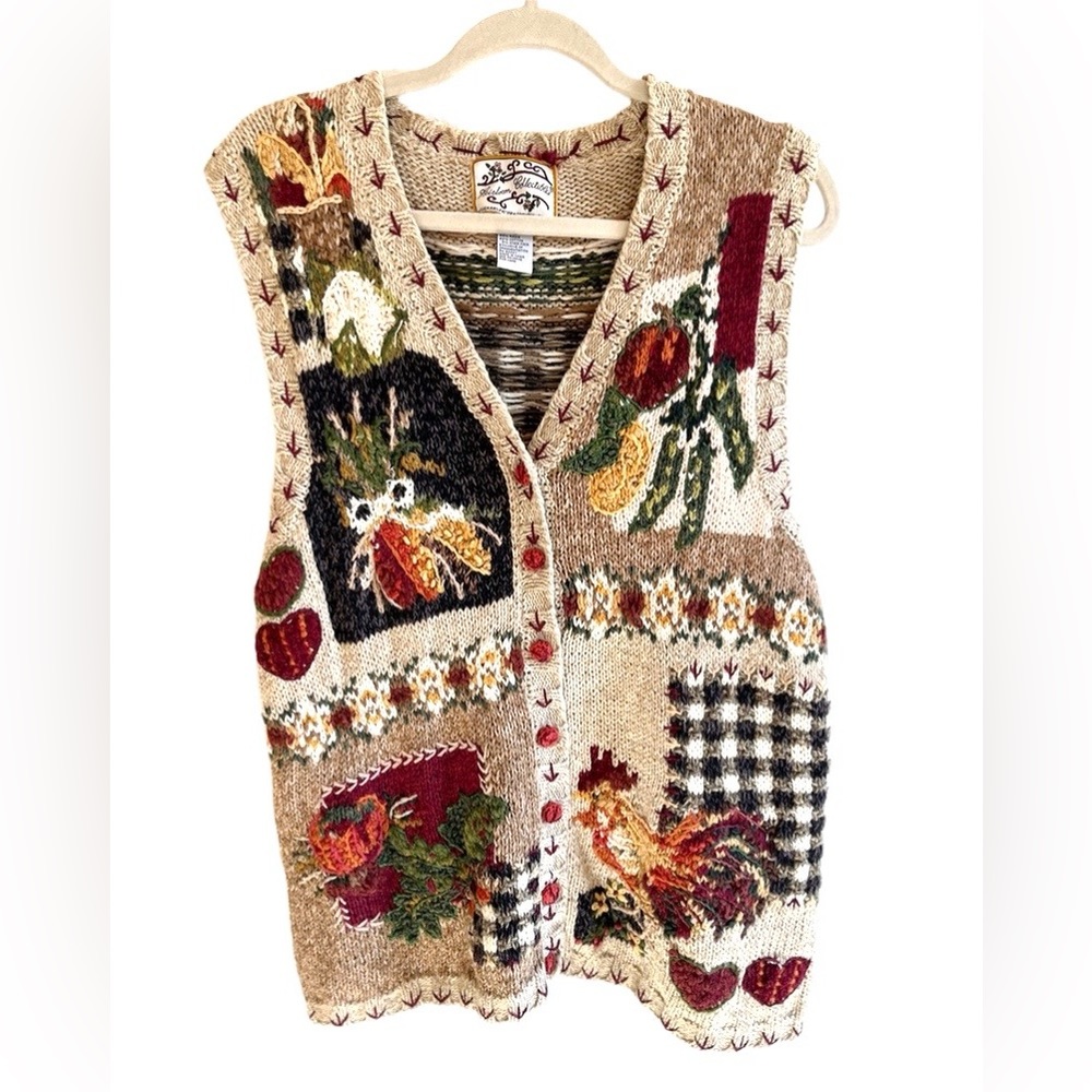 Heirloom Collectibles Women’s Sweater Vest L Cottagecore Farm Animal